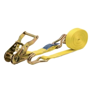 Wolfcraft 3274000 Load securing belt with ratchet and hooks 1000 kg, 5 m, 35 mm, yellow