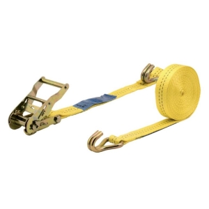 Wolfcraft 3276000 Load securing belt with ratchet and hooks 2000 kg, 6 m, 35 mm, yellow