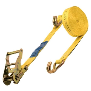 Wolfcraft 3278000 Load securing belt with ratchet and hooks 4000 kg, 8 m, 35 mm, yellow