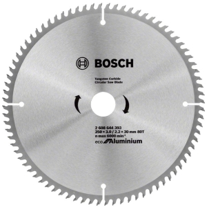 Циркулярен диск Bosch метален HM за рязане на алуминий 250x30x3 мм, 80 z, Eco for Aluminium