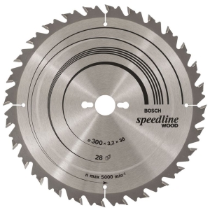 Circular disc Bosch metal HM for cutting wood 300x30x3.2 mm, 28 z, Speedline Wood