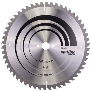 Circular disc Bosch metal HM for cutting wood 350x30x3.5 mm, 54 z, Optiline Wood