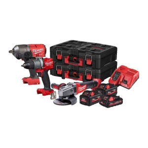 Комплект Milwaukee M18 FPP3AB-533P акумулаторни инструменти M18 FHIWF12, M18 FPD2, M18 CAG125X, 18 V, 5.5 Ah, 3.0 Ah
