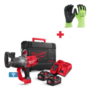 Screwdriver Milwaukee M18 ONEFHIWF1-802X cordless impact brushless, 18 V, 8 Ah, 2400 Nm, 1" + Gloves Milwaukee 4932479919 