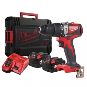 Milwaukee M18 BLPD2-502X cordless impact drill with battery and charger, 18 V, 5 Ah, 82 Nm, 1.5-13 mm