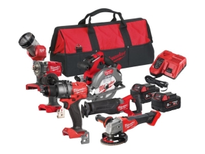 Комплект акумулаторни инструменти Milwaukee M18 FPP6H3-502B, M18 FPD3, M18 FSAG125X, M18 FCS552, M18 FSZ, M18 FIW2F12, M18 TLED, 18 V, 5.0 Ah